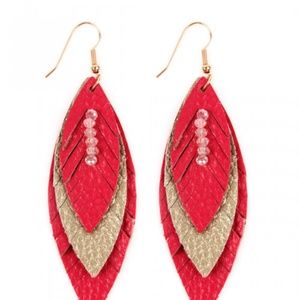 Faux Leather Feather Earring
